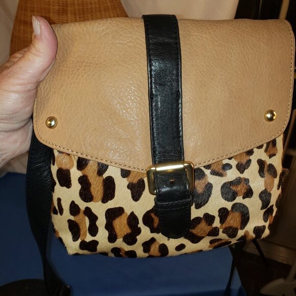 Vintage Via Neroli Leopard Print & Leather Crossbody Handbag - Picture 15 of 15